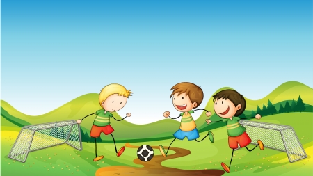 Illustration of kids playing soccerのイラスト素材