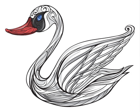 Illustration of a swan on a white backgroundのイラスト素材