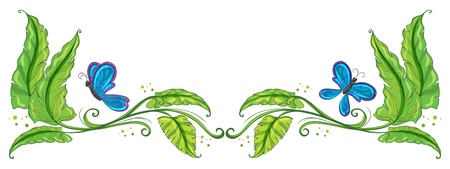 Illustration of a border with butterflies on a white backgroundのイラスト素材