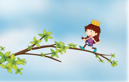 Illustration of a girl wearing a crownのイラスト素材