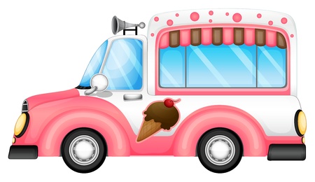 Illustration of an ice cream car on a white backgroundのイラスト素材