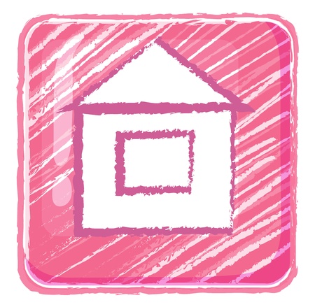Illustration of a home button icon drawing on a white backgroundのイラスト素材