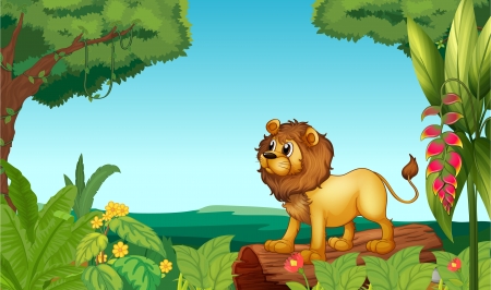 Illustration of a scary lion in the jungleのイラスト素材
