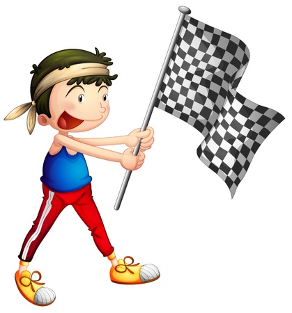 Illustration of an athlete holding a flag on a white backgroundのイラスト素材