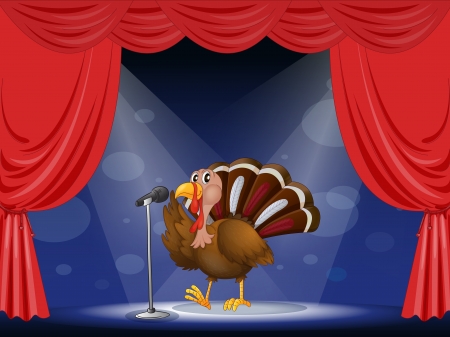 Illustration of a turkey in the limelightのイラスト素材