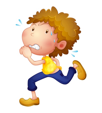 Illustration of a sweaty young man on a white backgroundのイラスト素材