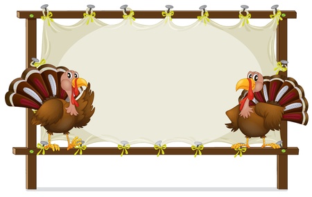 Illustration of the two turkeys on a white backgroundのイラスト素材