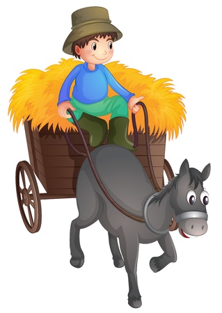Illustration of a man with a horse on a white backgroundのイラスト素材