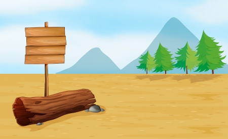 Illustration of an empty wooden signboardのイラスト素材