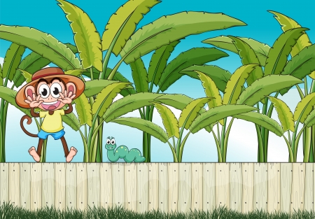 Illustration of a monkey and the wormのイラスト素材