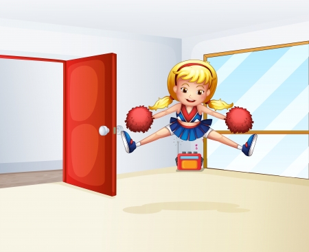 Illustration of a girl dancing in a roomのイラスト素材