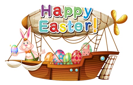 Illustration of a unique happy easter greeting on a white backgroundのイラスト素材