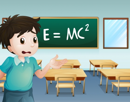 Illustration of a boy in the classroomのイラスト素材