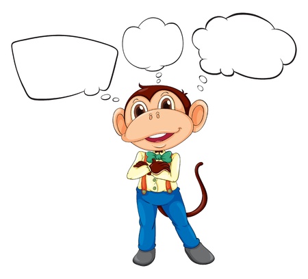 Illustration of a male monkey with blank callouts on a white backgroundのイラスト素材