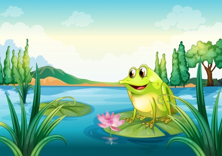 Illustration of a frog at the riverのイラスト素材