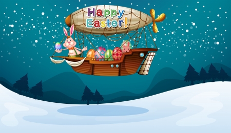 Illustration of a bunny riding on a planeのイラスト素材