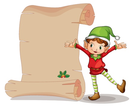 Illustration of a dwarf with an empty signage on a white backgroundのイラスト素材