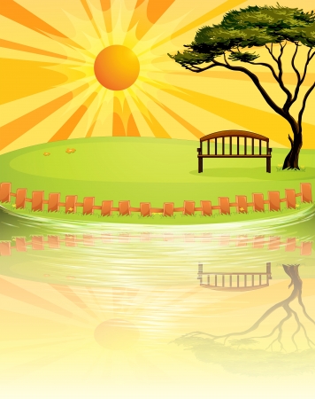 Illustration of a sunset at the parkのイラスト素材