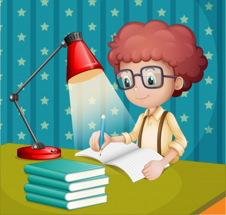 Illustration of a boy studyingのイラスト素材
