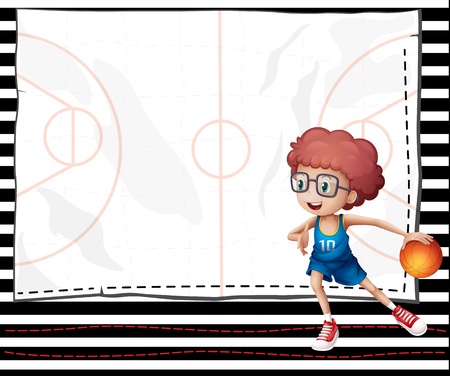 Illustration of a boy playing basketballのイラスト素材