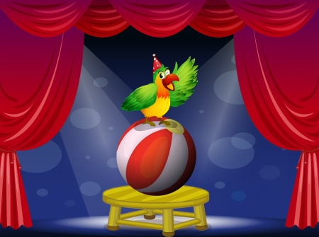 Illustration of a colorful bird performing at the circusのイラスト素材