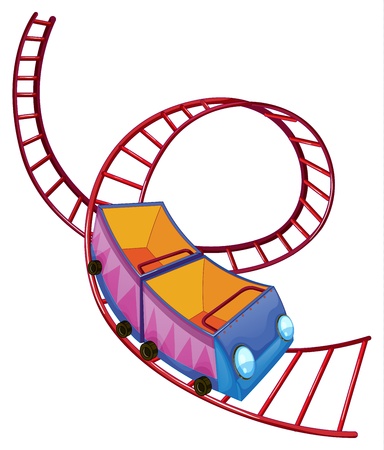Illustration of a roller coaster ride on a white backgroundのイラスト素材