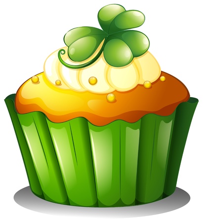 Illustration of a cupcake for St. Patrick's Day on a white backgroundのイラスト素材