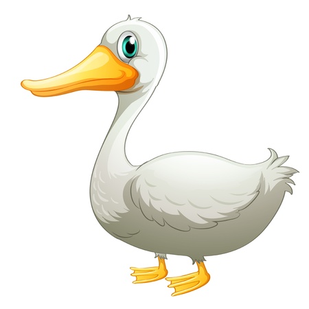 Illustration of a white duck on a white backgroundのイラスト素材