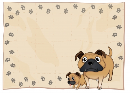 Illustration of an empty stationery with bulldogs on a white backgroundのイラスト素材