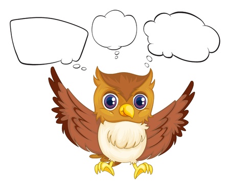 Illustration of a nocturnal creature with empty thoughts on a white backgroundのイラスト素材