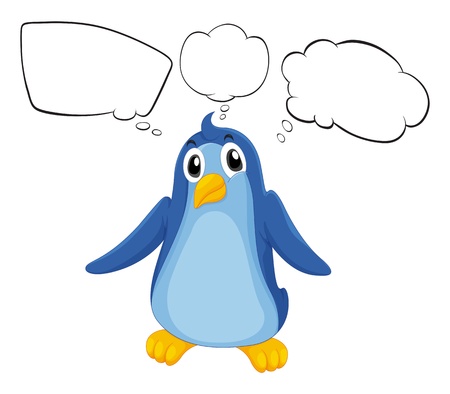 Illustration of a penguin with empty callouts on a white background のイラスト素材