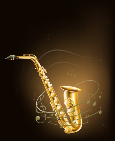 Illustration of a saxophone with musical notes のイラスト素材
