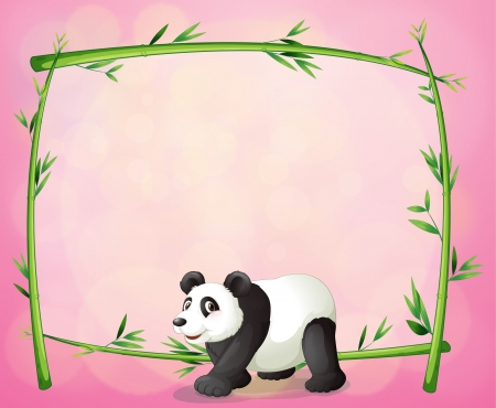 Illustration of a panda and the empty bamboo frameのイラスト素材