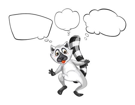 Illustration of a lemur thinking on a white backgroundのイラスト素材