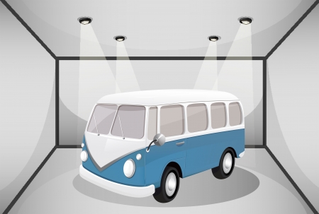 Illustration of a bus in the garageのイラスト素材