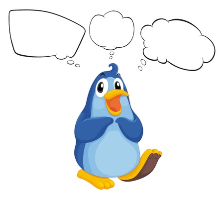 Illustration of a penguin thinking on a white backgroundのイラスト素材