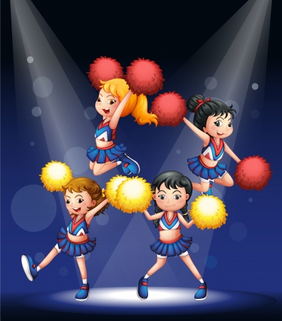 Illustration of the cheerdancers performing at the stageのイラスト素材