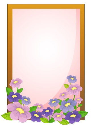 Illustration of an empty frame with flowers on a white backgroundのイラスト素材