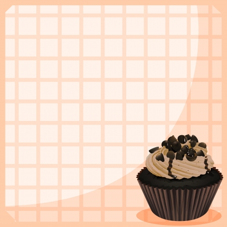 Illustration of a chocolate cupcake in a frameのイラスト素材