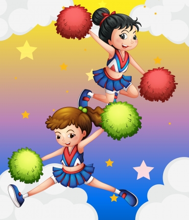 Illustration of the two cheerdancersのイラスト素材
