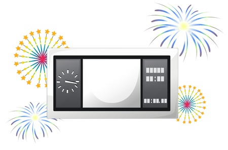 Illustration of a scoreboard with fireworks on a white backgroundのイラスト素材