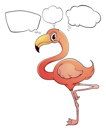 Illustration of a long-legged bird with empty callouts on a white backgroundのイラスト素材