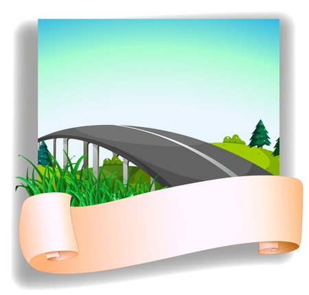 Illustration of a road and a blank paper on a white backgroundのイラスト素材