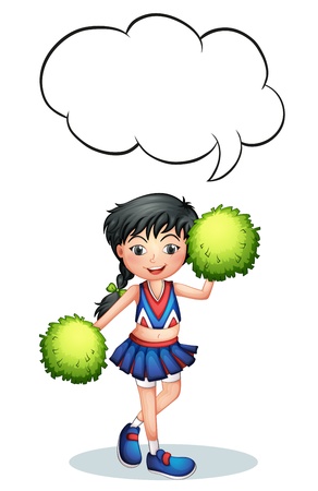 Illustration of a cheerleader with an empty callout  on a white backgroundのイラスト素材