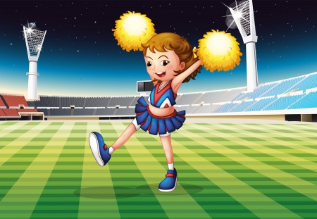 Illustration of a cheerleader in the stadiumのイラスト素材