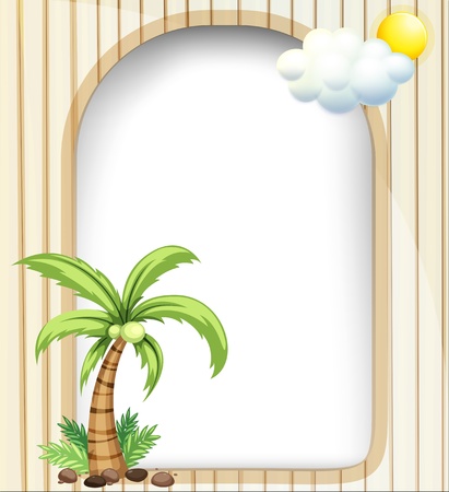 Illustration of an empty template with a coconut treeのイラスト素材
