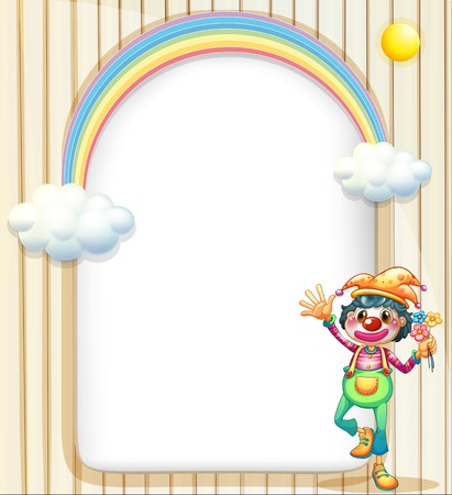 Illustration of a female clown and the empty templateのイラスト素材