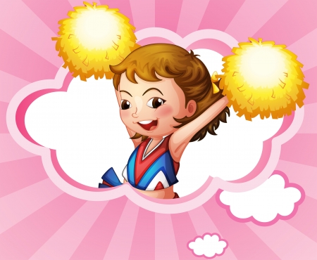 Illustration of a cheerdancer with yellow pompomsのイラスト素材