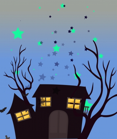 Illustration of a haunted houseのイラスト素材