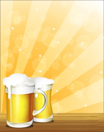 Illustration of the two glasses of beerのイラスト素材